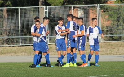 Celebració d'un gol del Juvenil 'A' del Sabadell en un partit d'aquesta temporada | Adrián Arroyo
